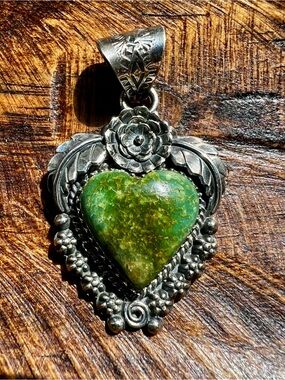 Southwestern Kingman Turquoise Heart Statement Pendant